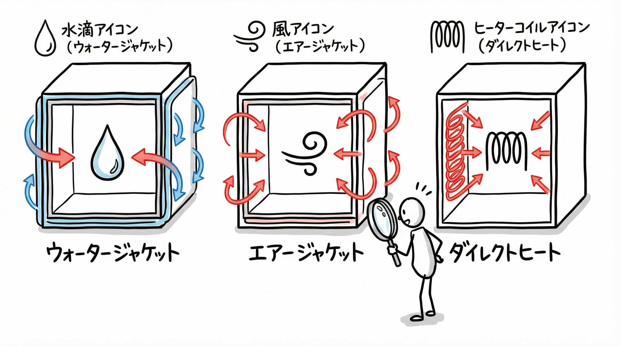 温度制御方式（ジャケット構造）による分類と動作原理